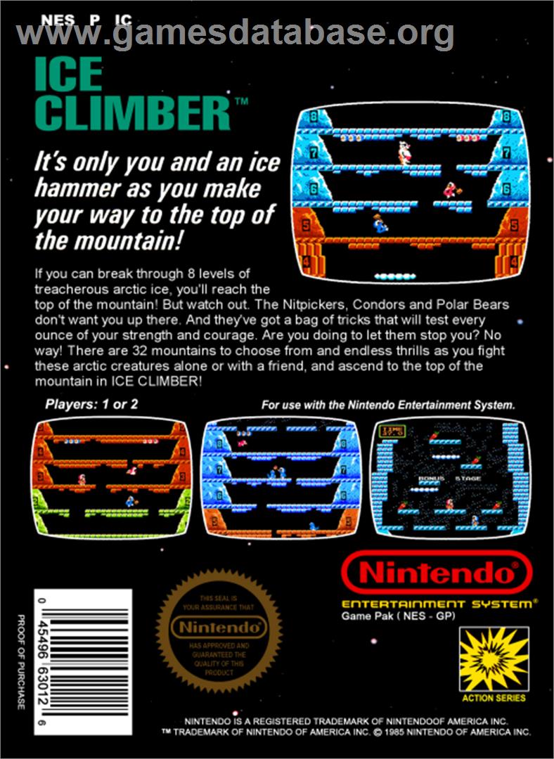 Ice Climber - Nintendo NES - Artwork - Box Back
