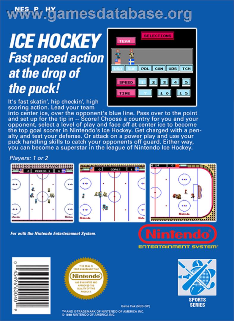 Ice Hockey - Nintendo NES - Artwork - Box Back