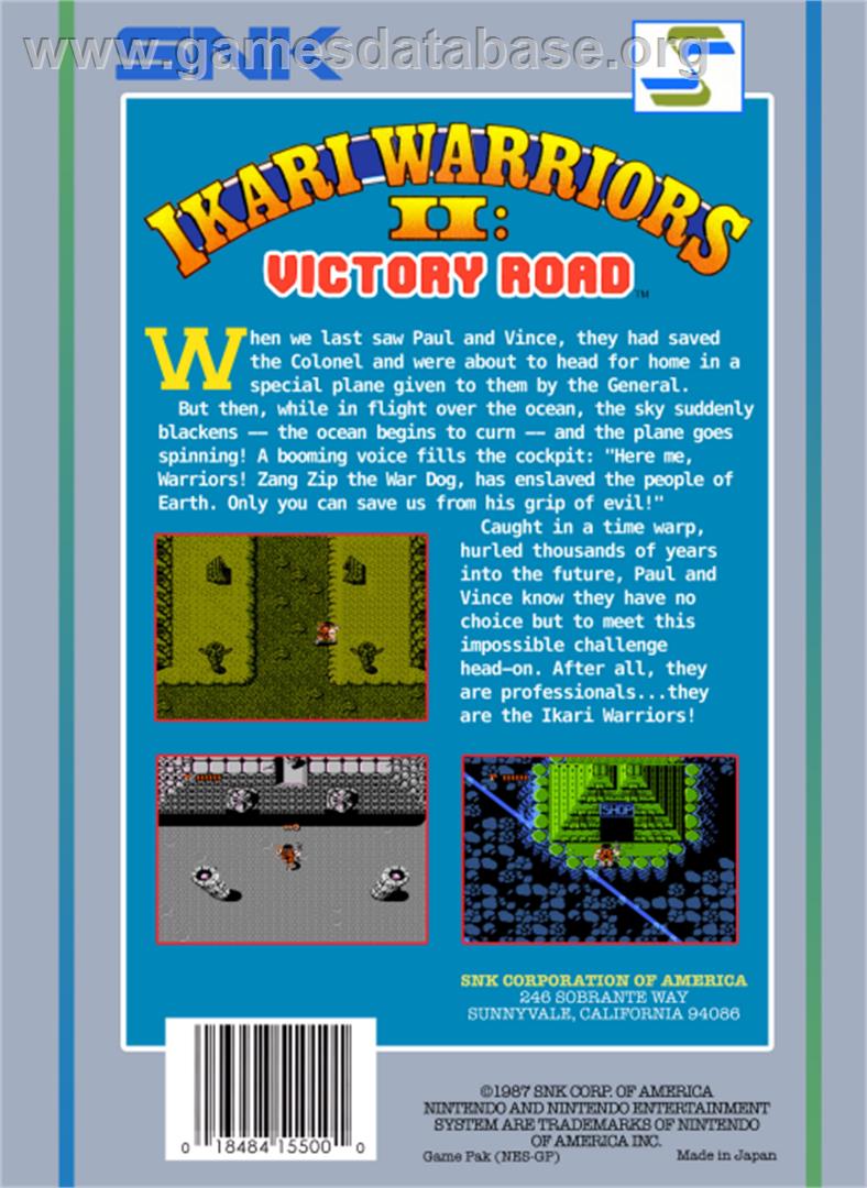 Ikari Warriors 2 - Nintendo NES - Artwork - Box Back