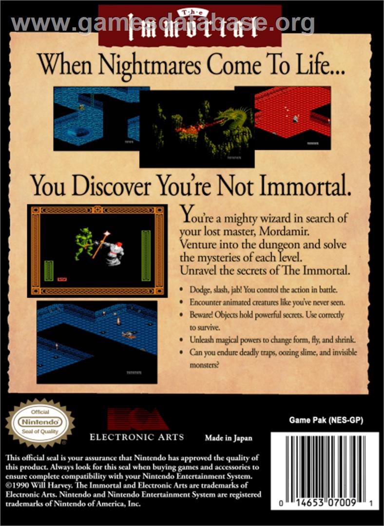 Immortal - Nintendo NES - Artwork - Box Back