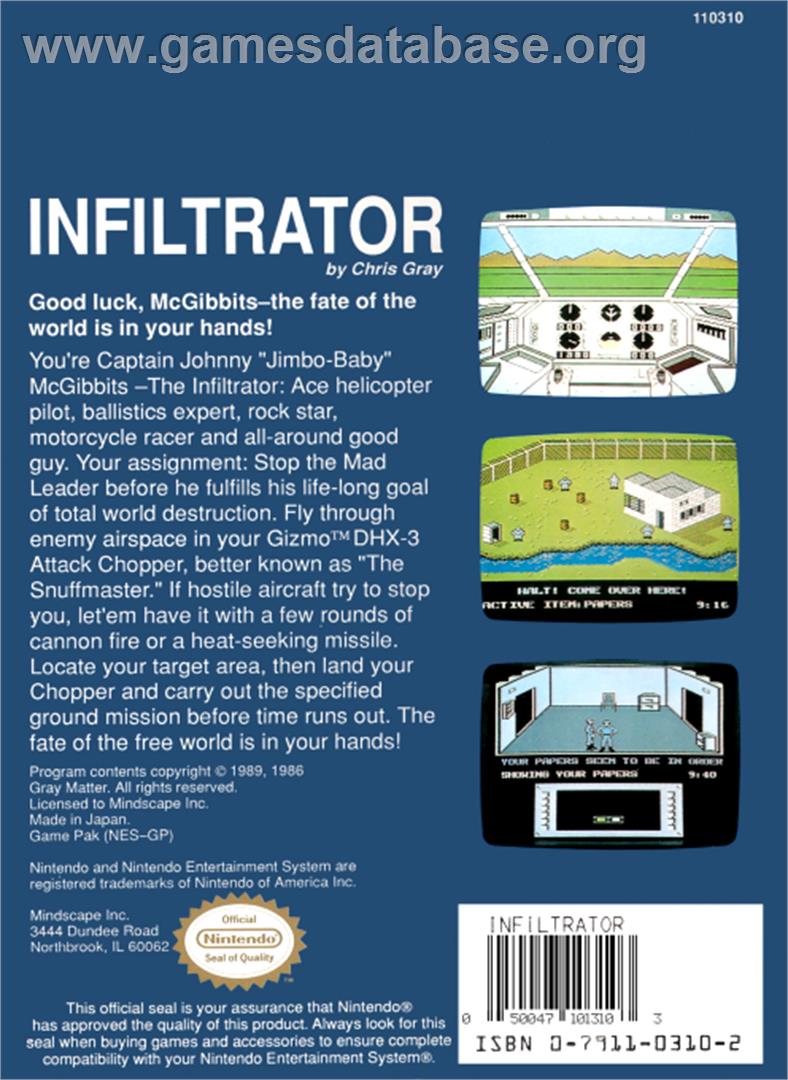 Infiltrator 2 - Nintendo NES - Artwork - Box Back