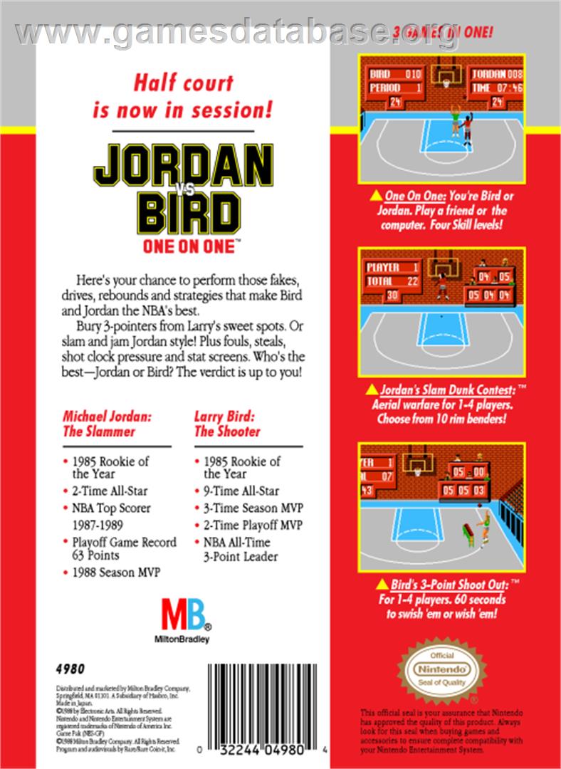 Jordan vs. Bird: One-on-One - Nintendo NES - Artwork - Box Back