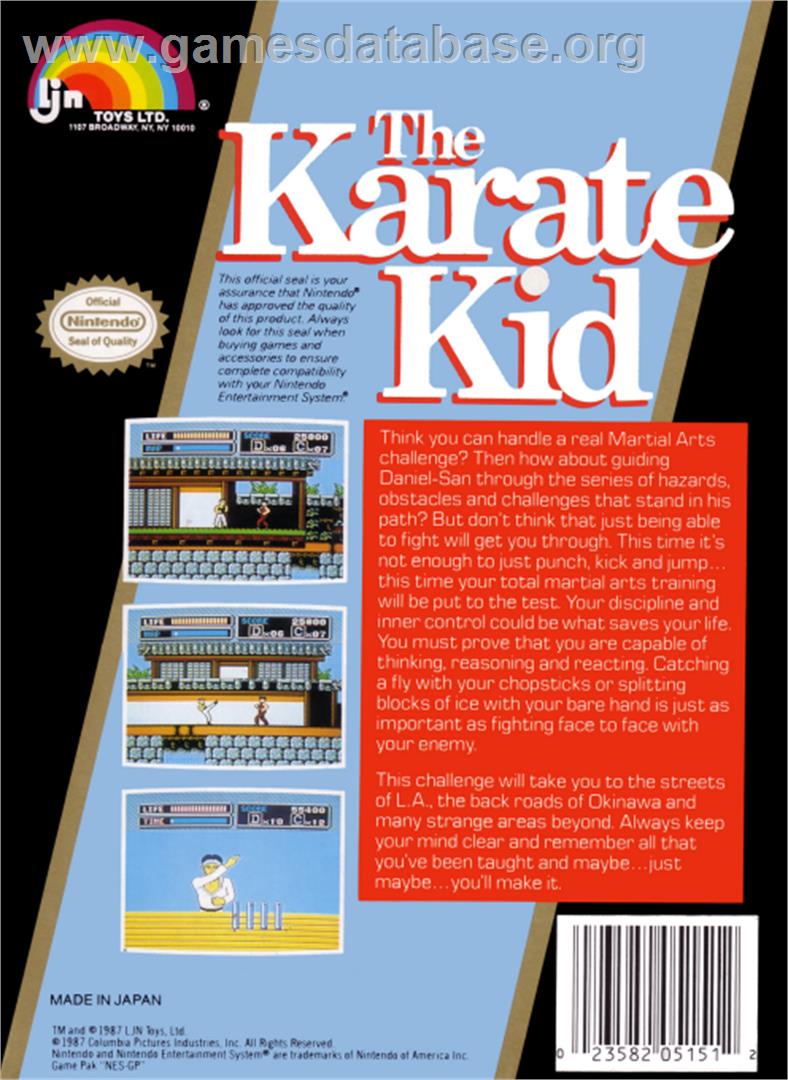 Karate Kid - Nintendo NES - Artwork - Box Back