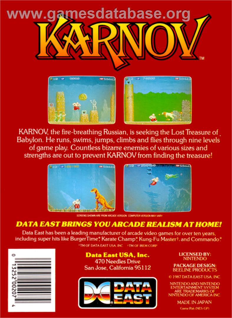 Karnov - Nintendo NES - Artwork - Box Back
