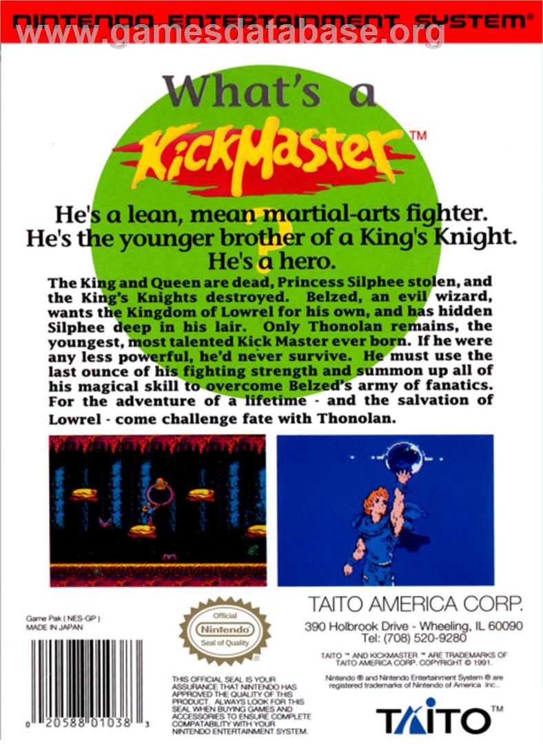 Kick Master - Nintendo NES - Artwork - Box Back