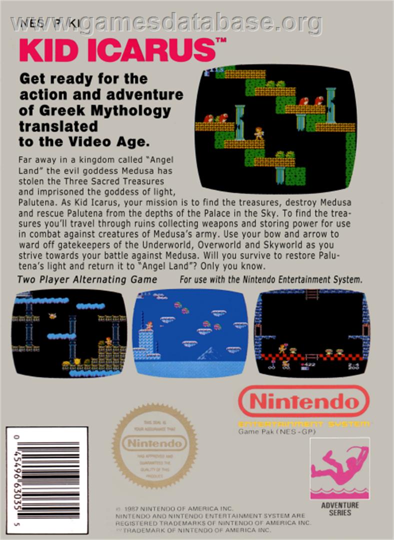 Kid Icarus - Nintendo NES - Artwork - Box Back