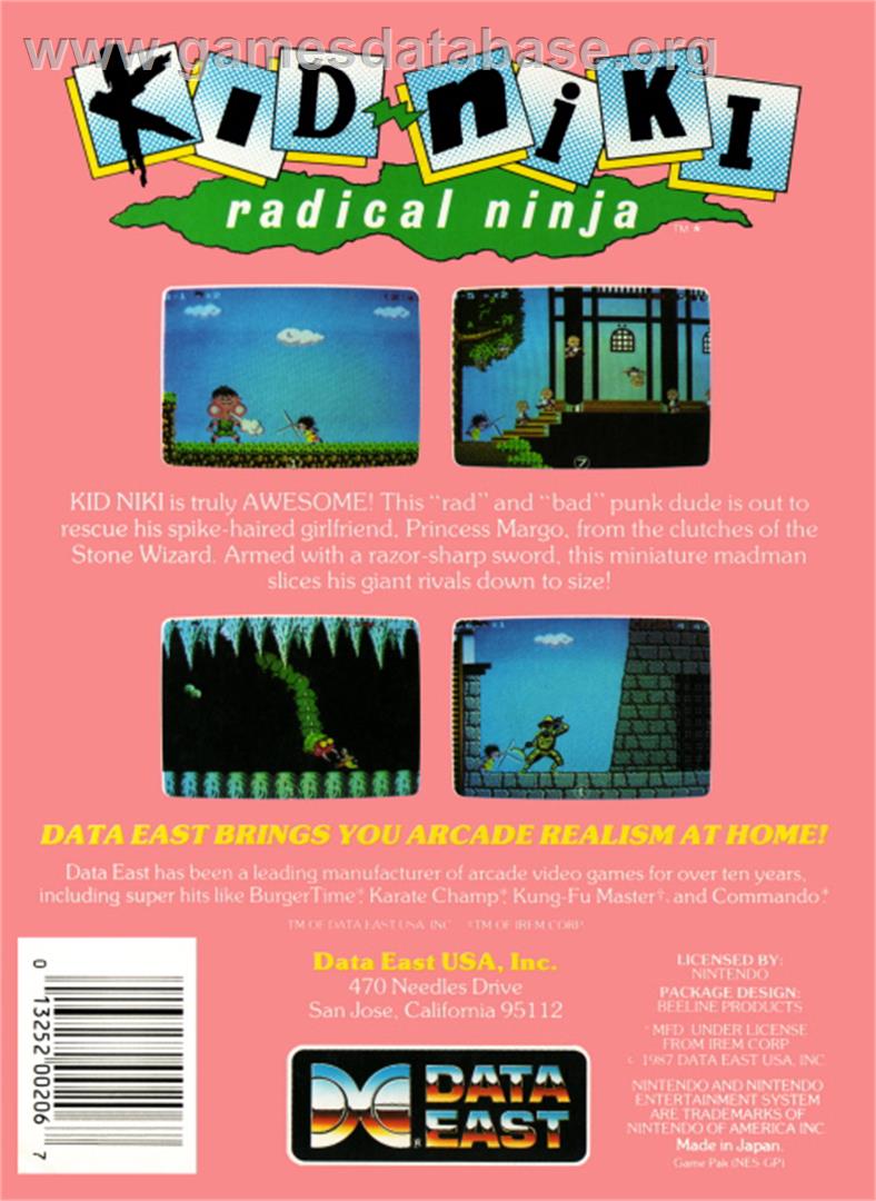 Kid Niki - Radical Ninja - Nintendo NES - Artwork - Box Back