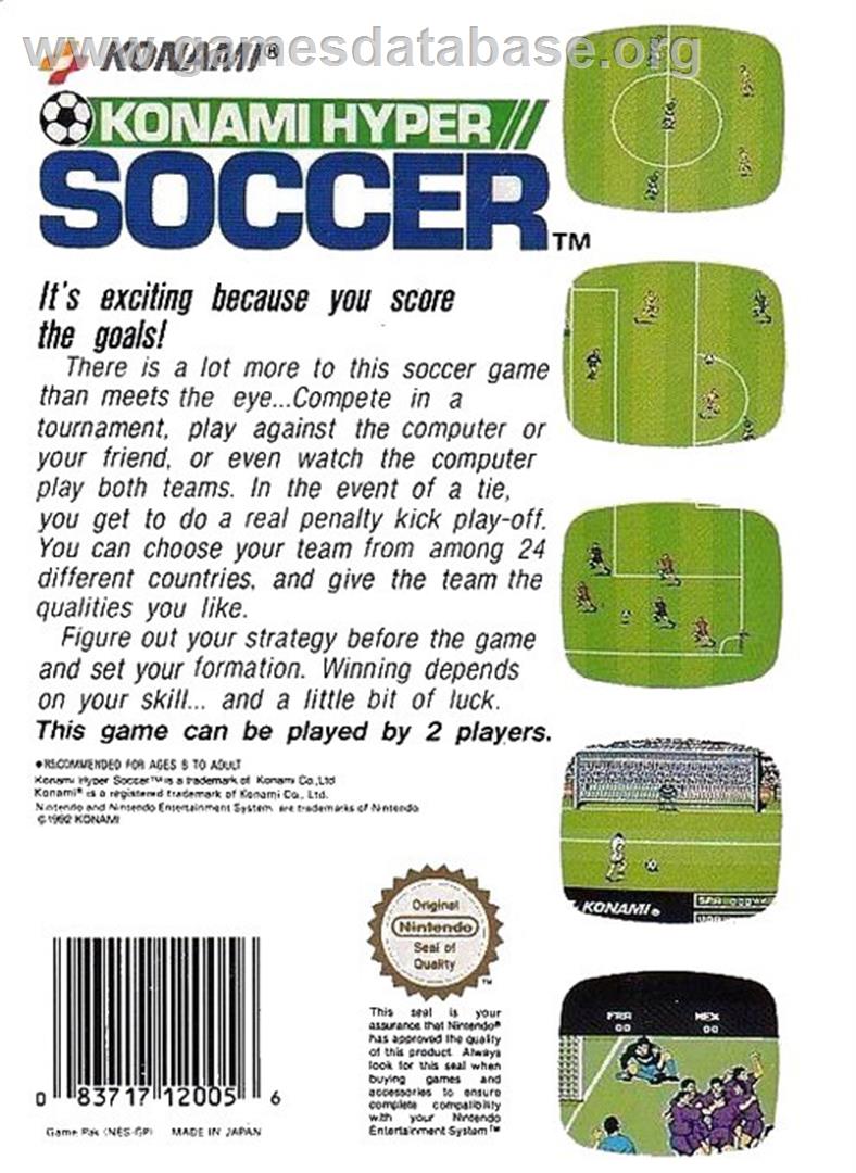 Konami Hyper Soccer - Nintendo NES - Artwork - Box Back
