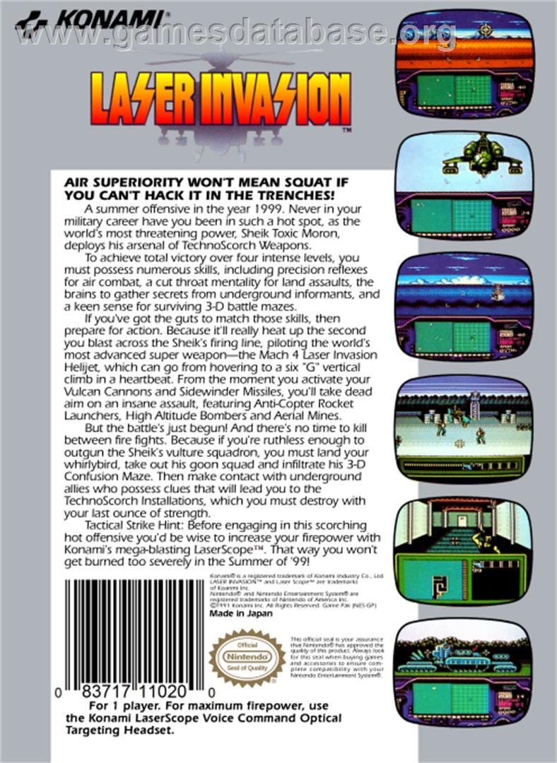 Laser Invasion - Nintendo NES - Artwork - Box Back