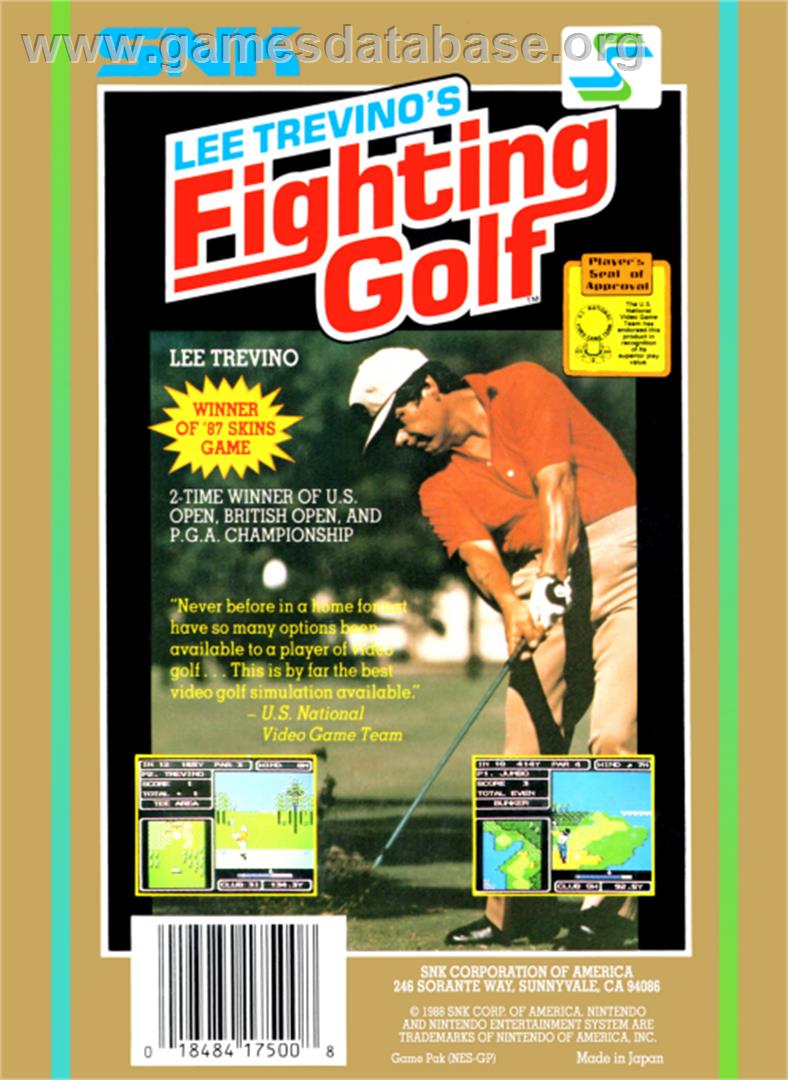 Lee Trevino's Fighting Golf - Nintendo NES - Artwork - Box Back