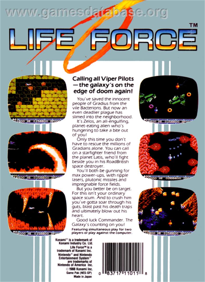 Lifeforce - Nintendo NES - Artwork - Box Back