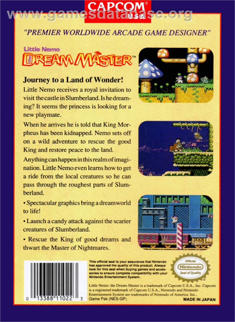 Little Nemo: The Dream Master - Nintendo NES - Artwork - Box Back