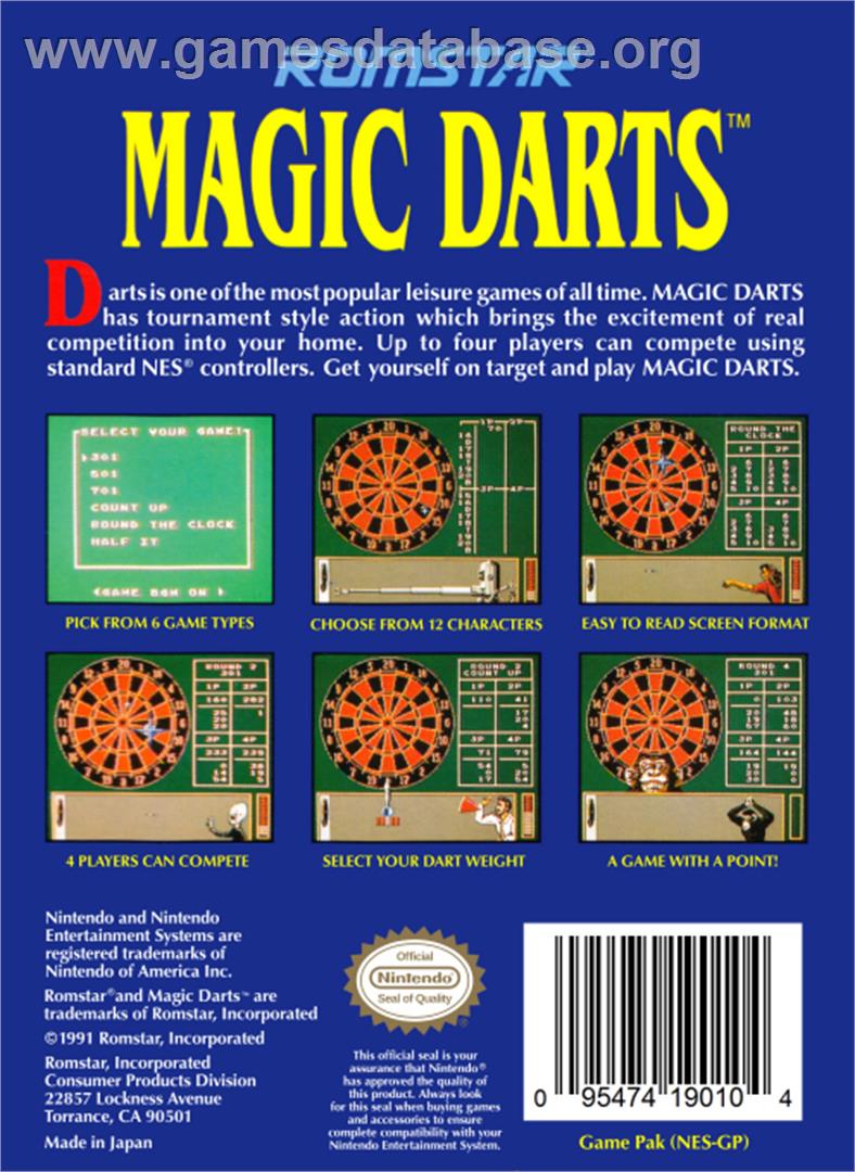 Magic Darts - Nintendo NES - Artwork - Box Back