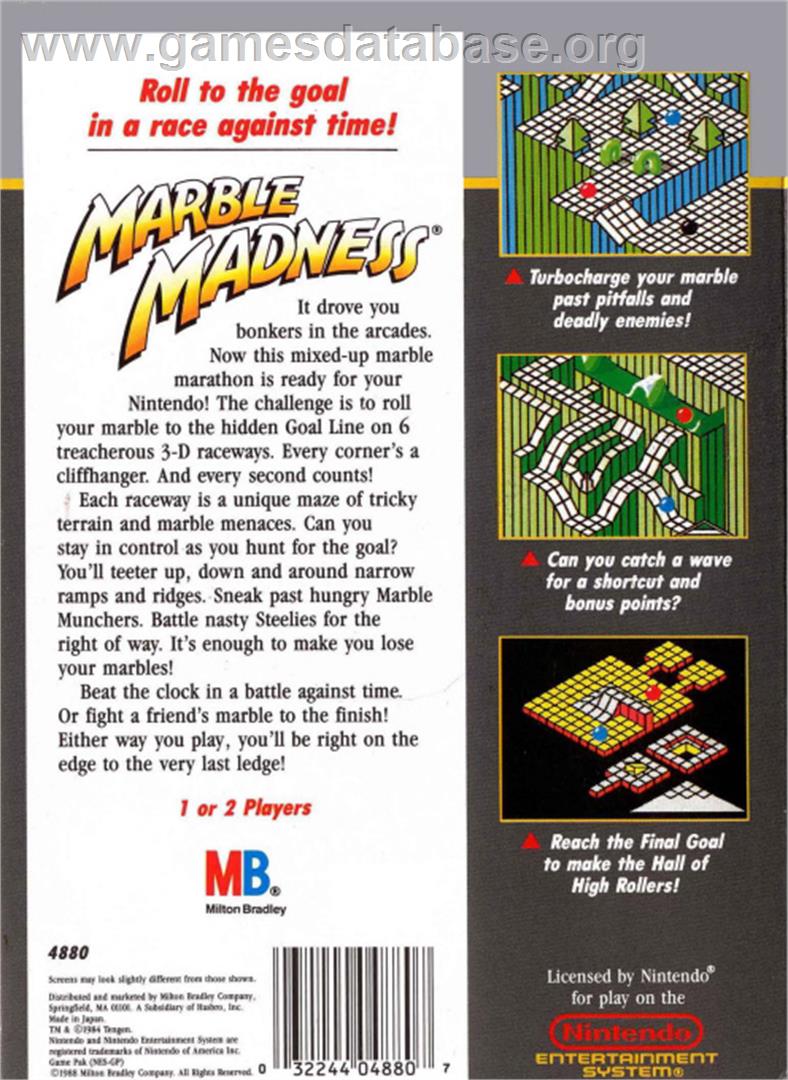 Marble Madness - Nintendo NES - Artwork - Box Back