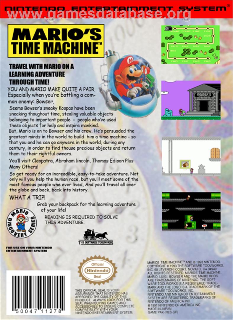 Mario's Time Machine - Nintendo NES - Artwork - Box Back