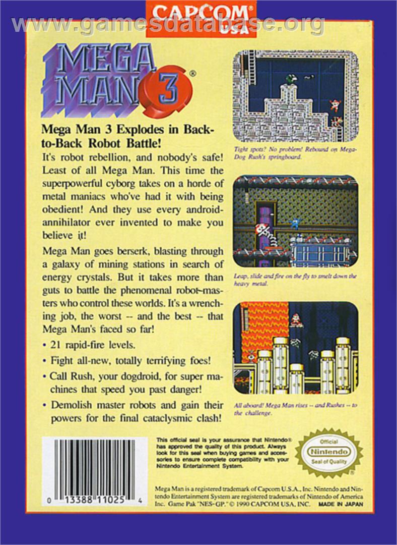 Mega Man III - Nintendo NES - Artwork - Box Back