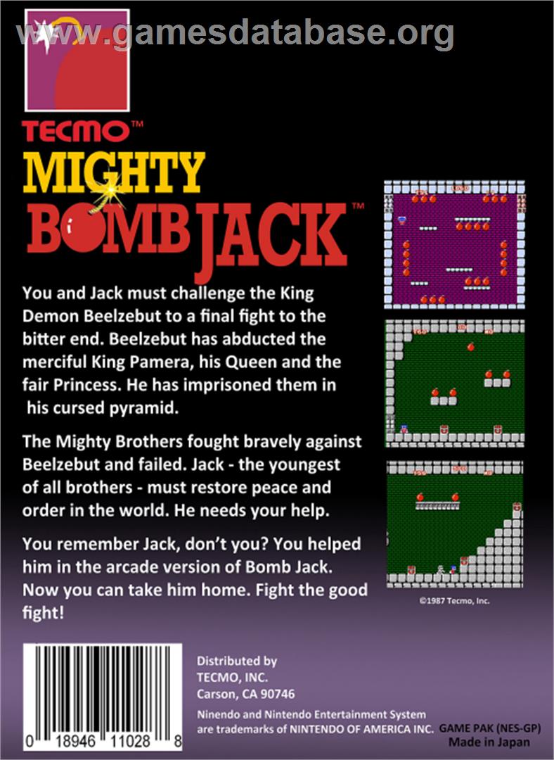 Mighty Bombjack - Nintendo NES - Artwork - Box Back