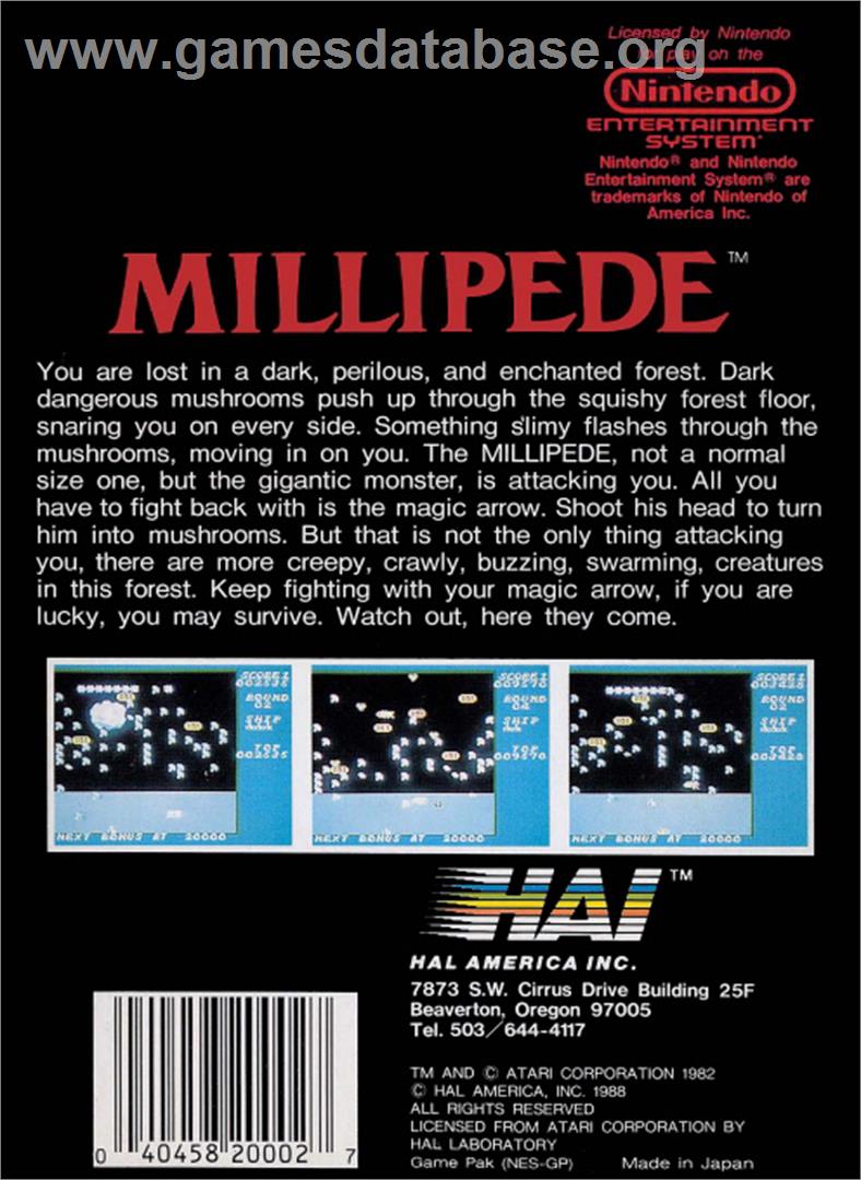 Millipede - Nintendo NES - Artwork - Box Back