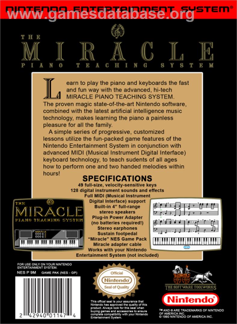 Miracle Piano Teaching System - Nintendo NES - Artwork - Box Back