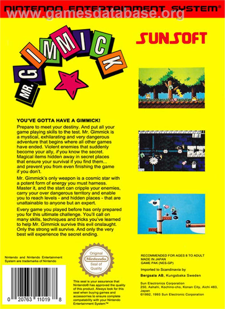 Mr. Gimmick - Nintendo NES - Artwork - Box Back