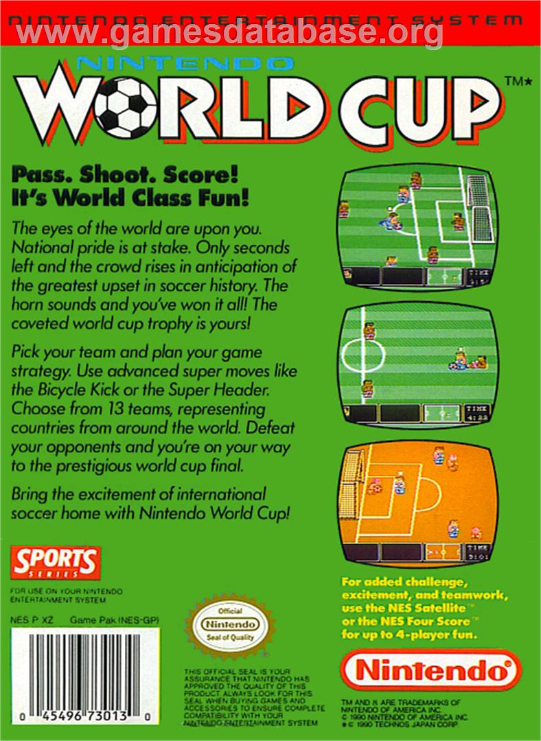 Nintendo World Cup - Nintendo NES - Artwork - Box Back