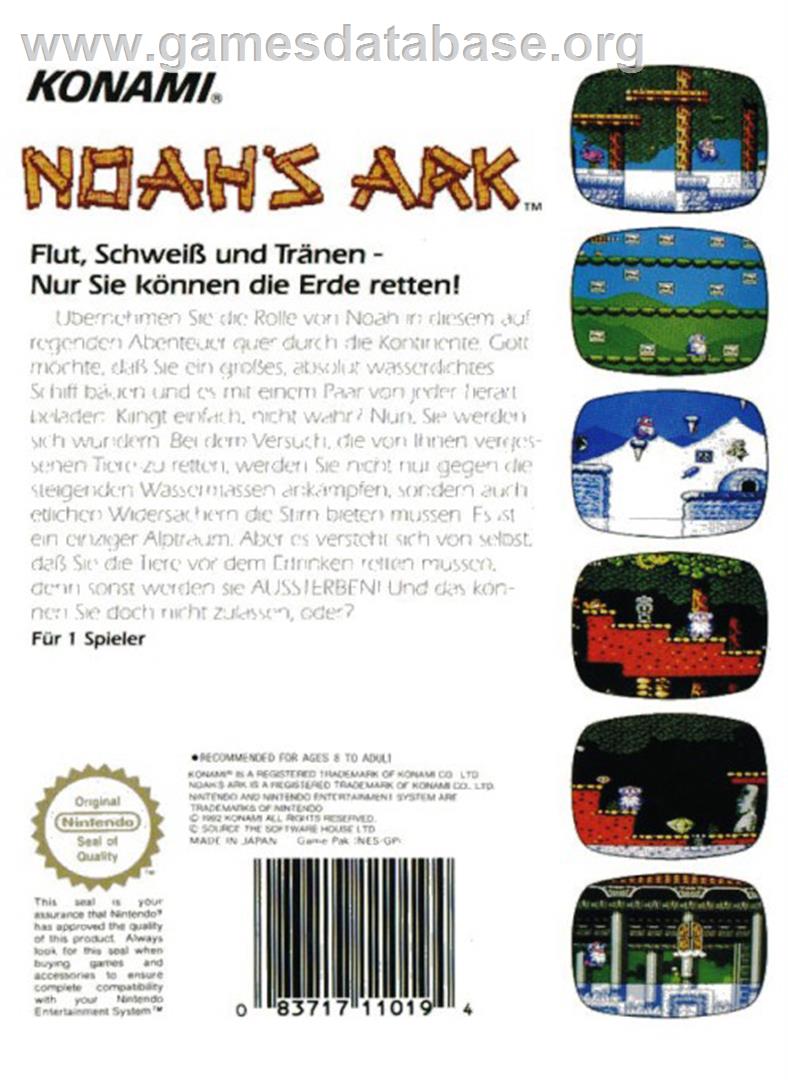 Noah's Ark - Nintendo NES - Artwork - Box Back