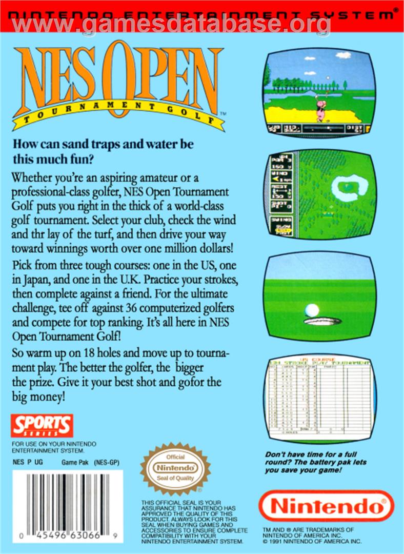 Open Tournament Golf - Nintendo NES - Artwork - Box Back