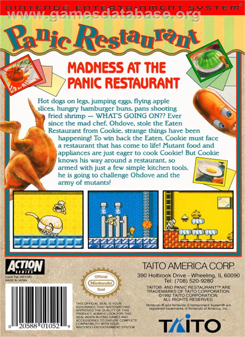Panic Restaurant - Nintendo NES - Artwork - Box Back