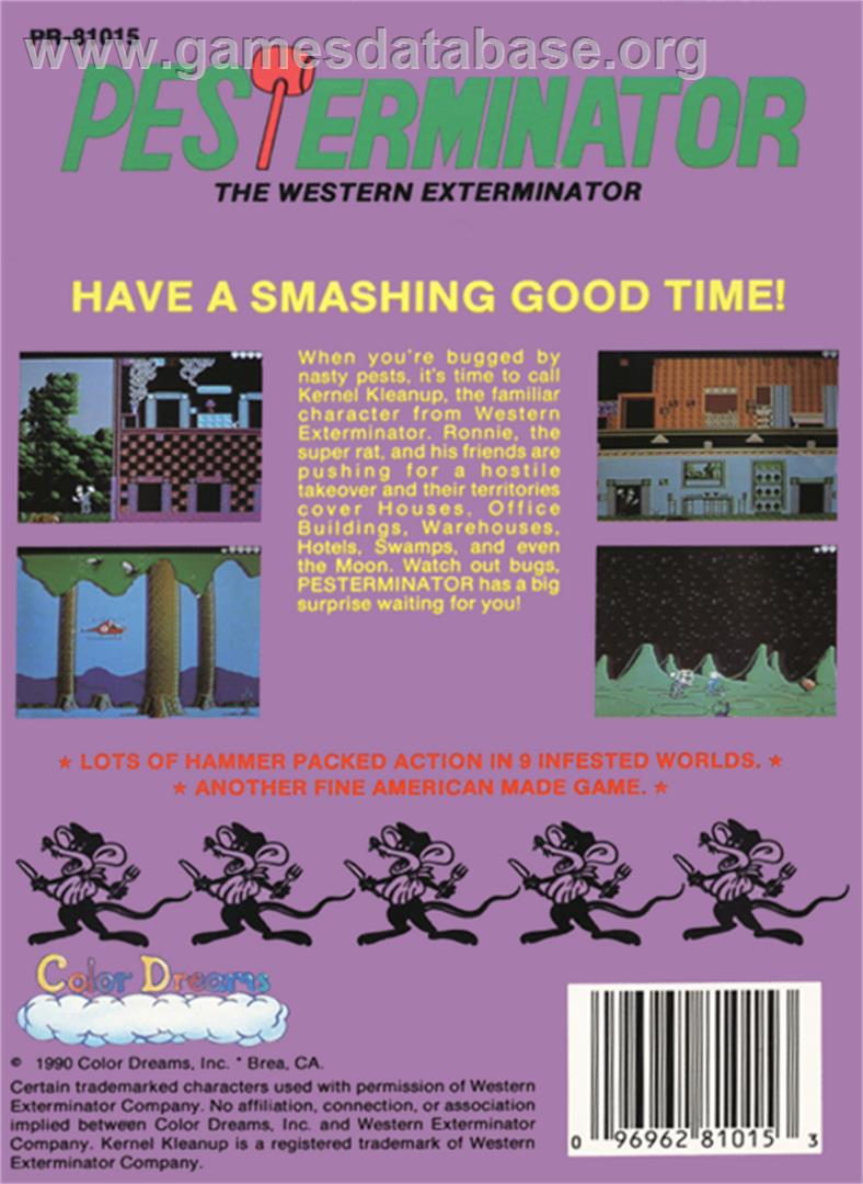 Pesterminator: The Western Exterminator - Nintendo NES - Artwork - Box Back