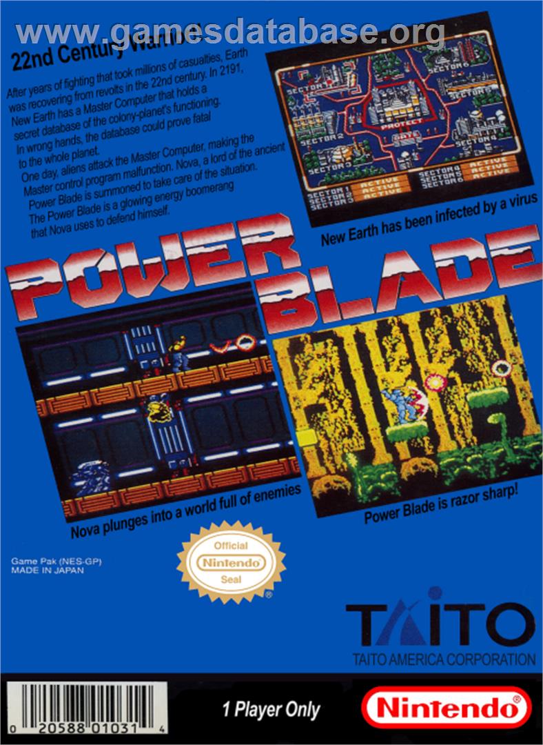 Power Blade - Nintendo NES - Artwork - Box Back