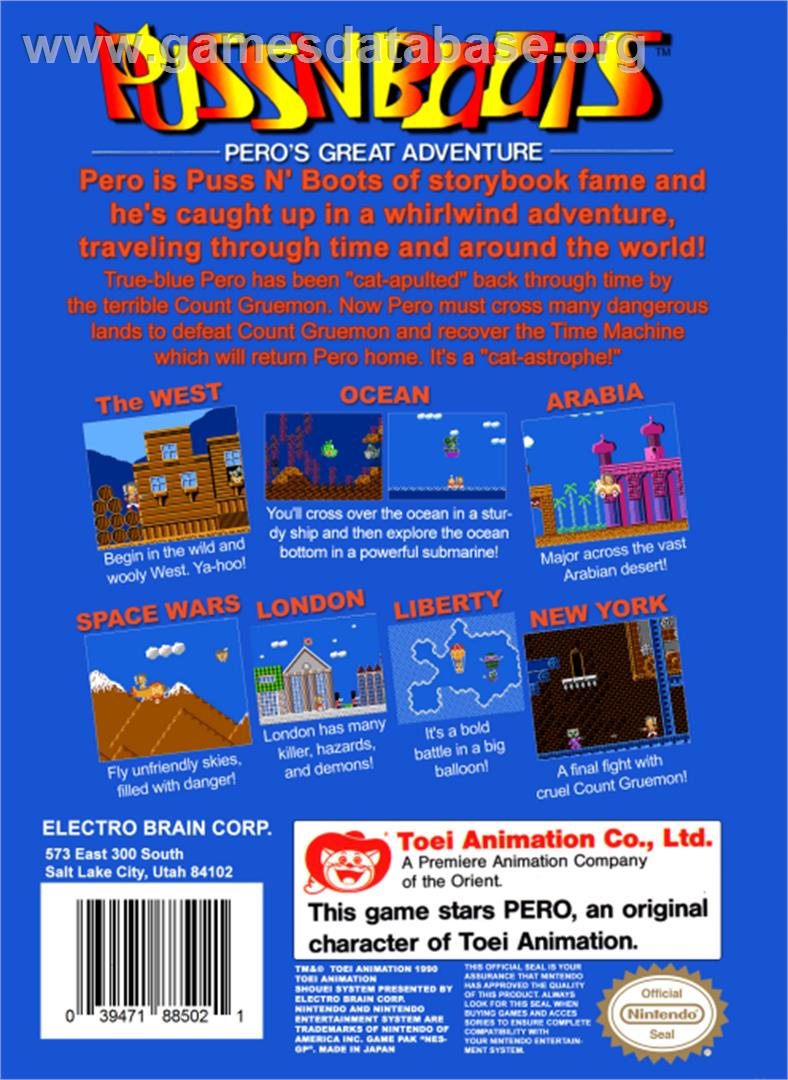 Puss N Boots: Pero's Great Adventure - Nintendo NES - Artwork - Box Back