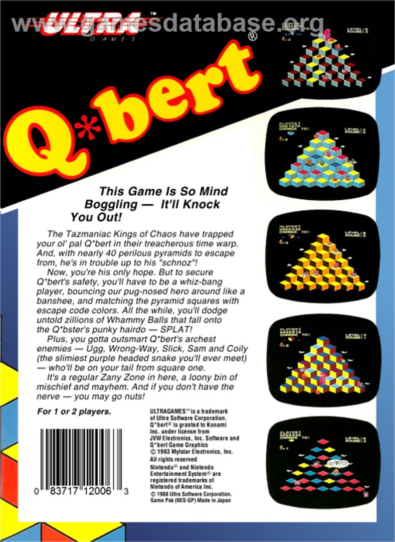Q*bert - Nintendo NES - Artwork - Box Back