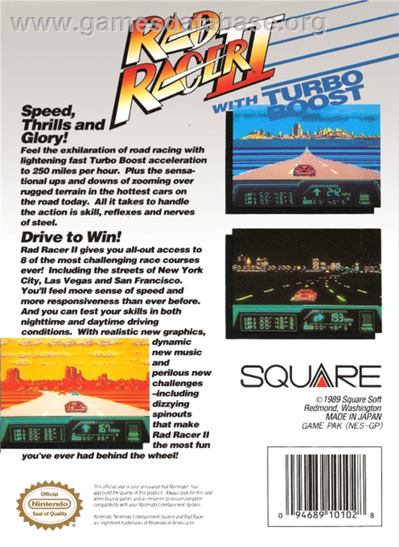 Race Chase II - Nintendo NES - Artwork - Box Back