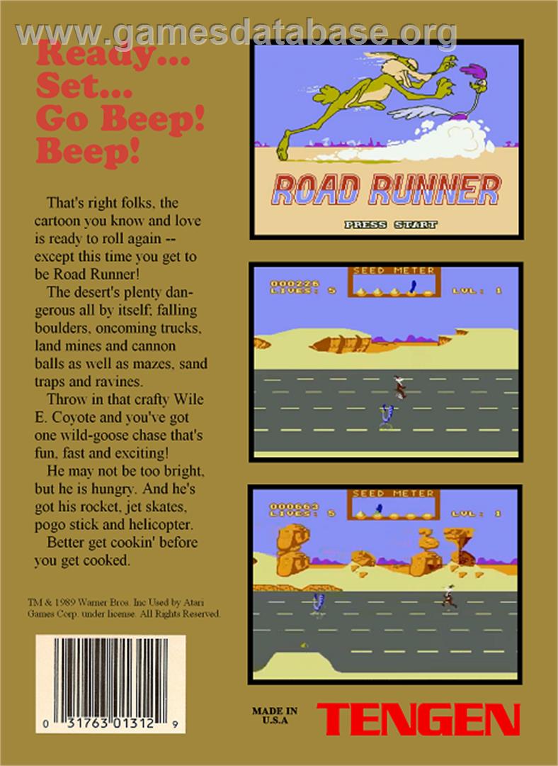 Road Runner - Nintendo NES - Artwork - Box Back