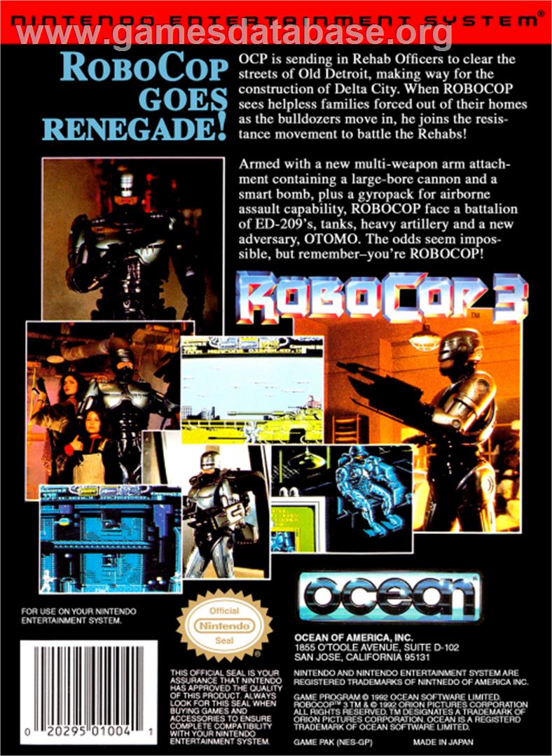 Robocop 3 - Nintendo NES - Artwork - Box Back
