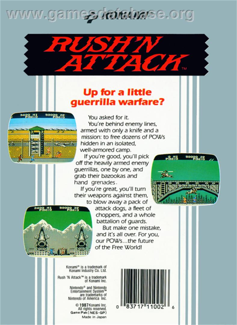 Rush'n Attack - Nintendo NES - Artwork - Box Back