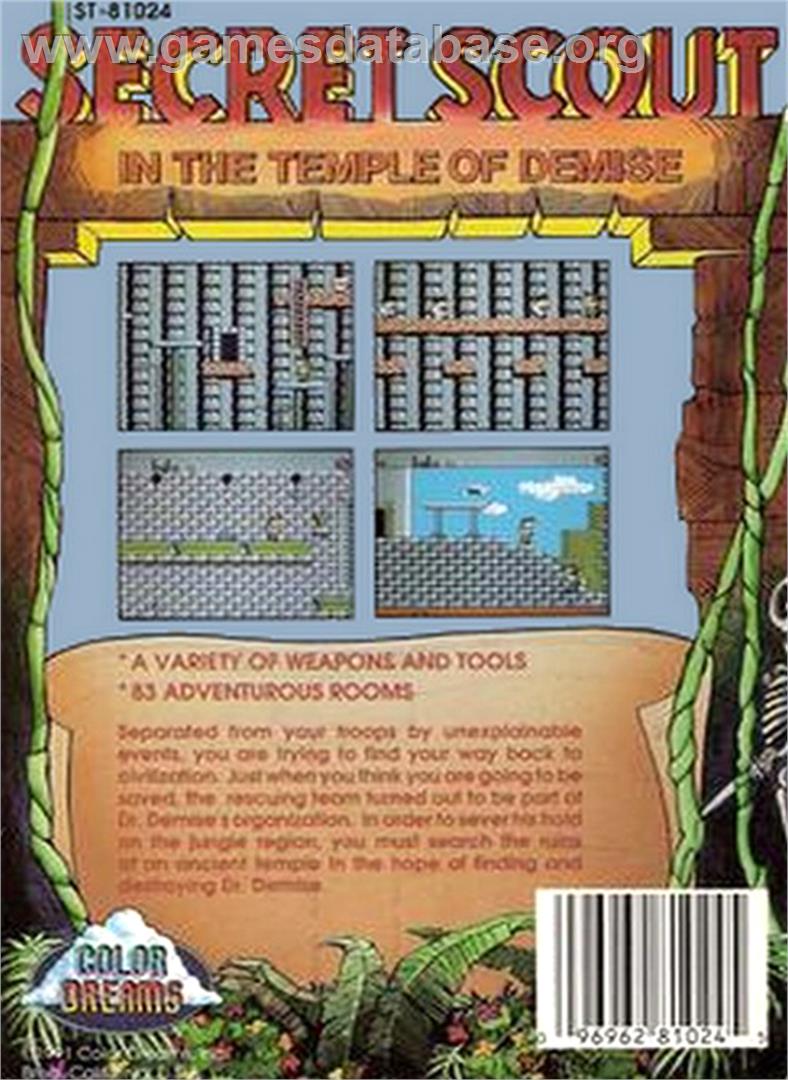 Secret Scout in the Temple of Demise - Nintendo NES - Artwork - Box Back