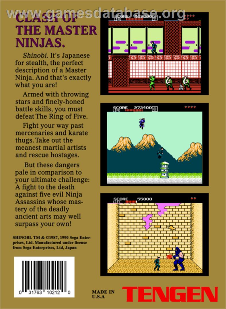 Shinobi - Nintendo NES - Artwork - Box Back
