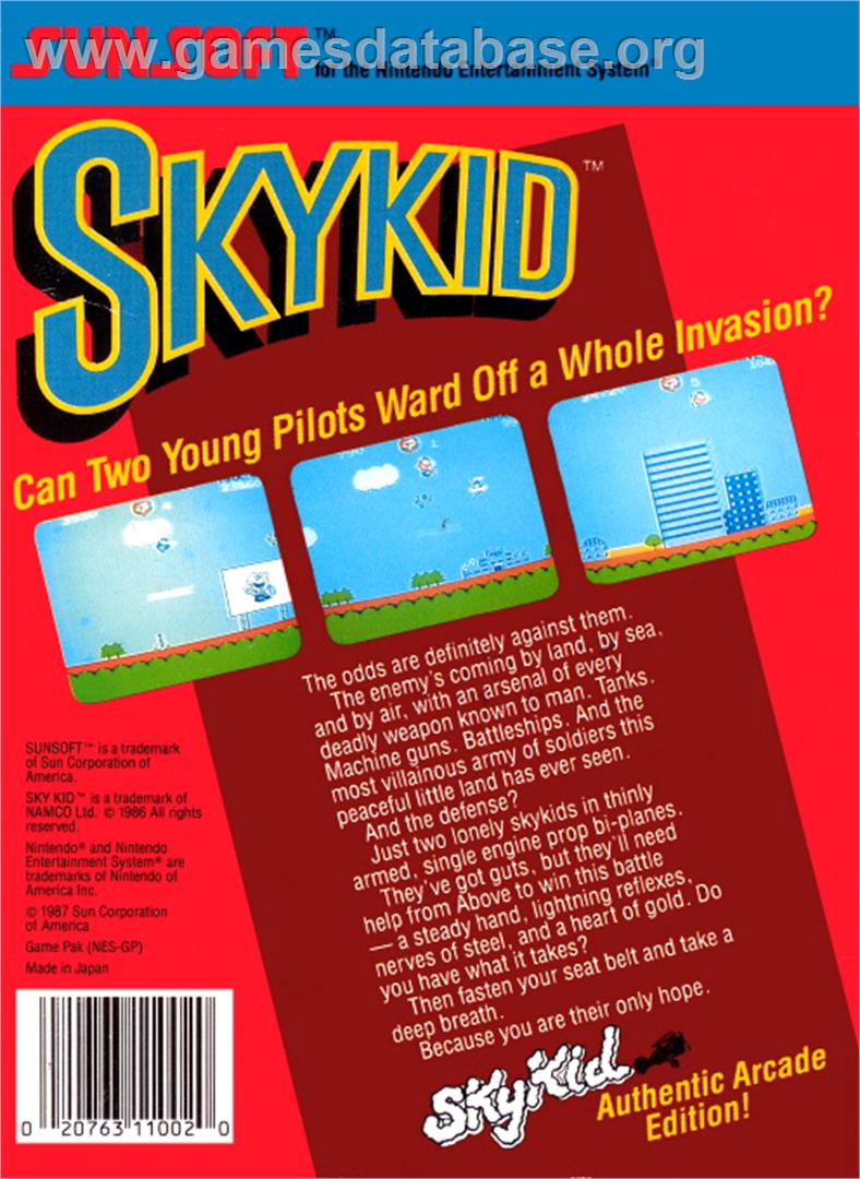 Sky Kid - Nintendo NES - Artwork - Box Back