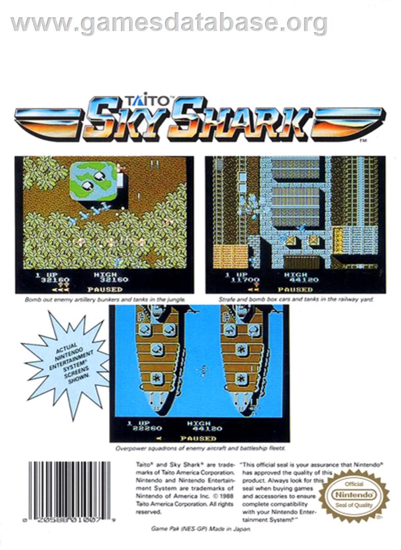 Sky Shark - Nintendo NES - Artwork - Box Back