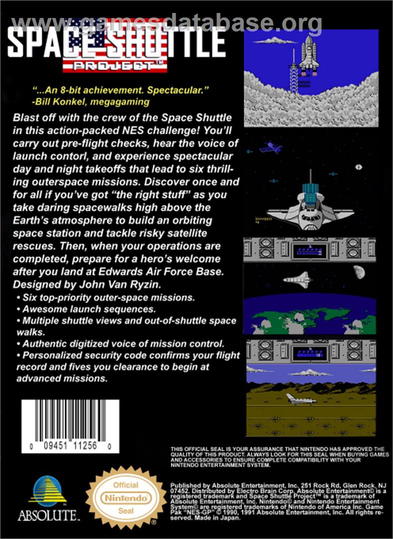 Space Shuttle Project - Nintendo NES - Artwork - Box Back