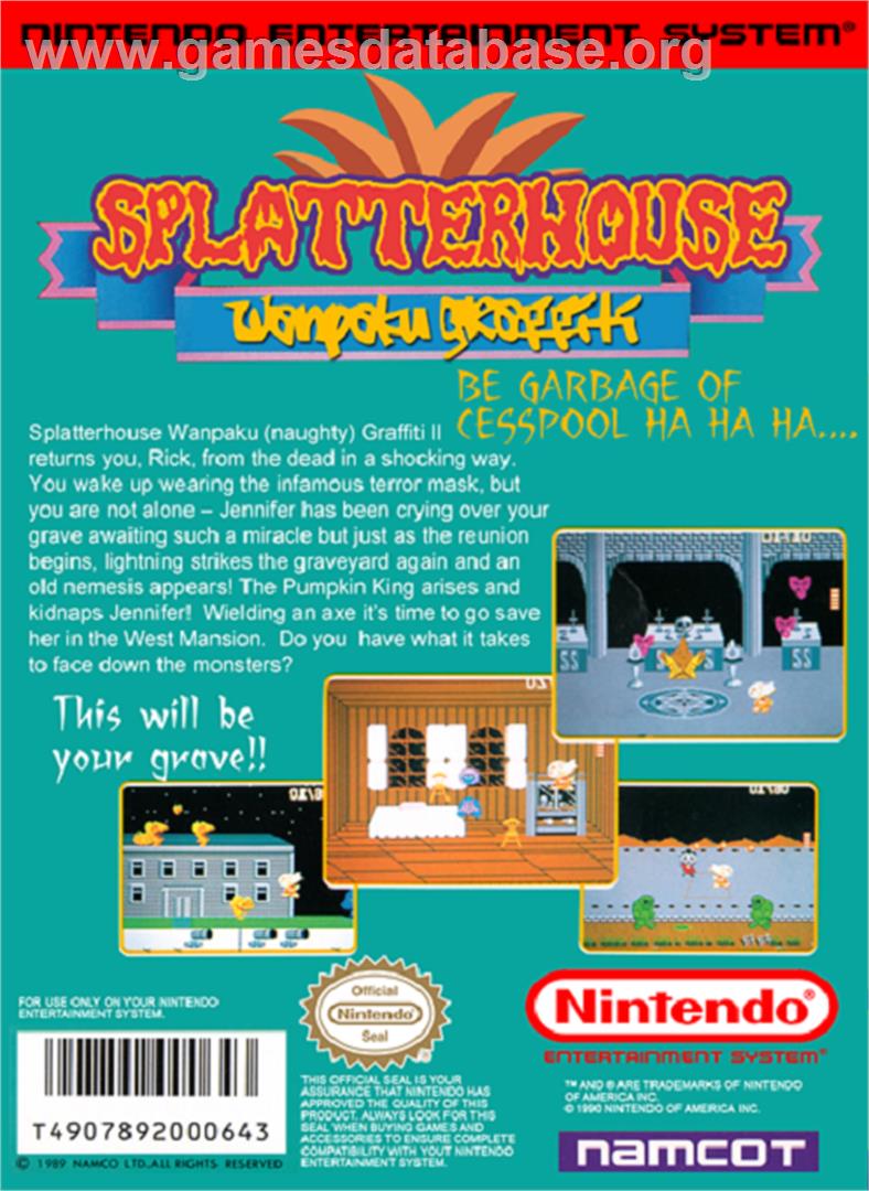 Splatterhouse: Wanpaku Graffiti - Nintendo NES - Artwork - Box Back