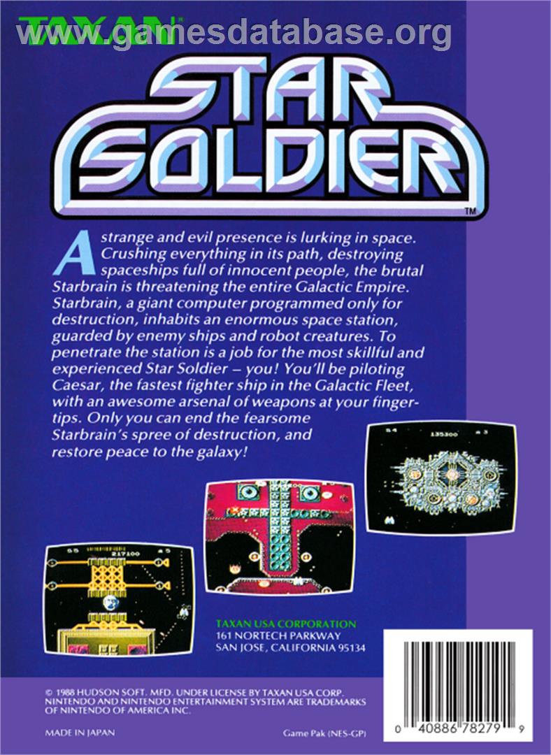 Star Soldier - Nintendo NES - Artwork - Box Back