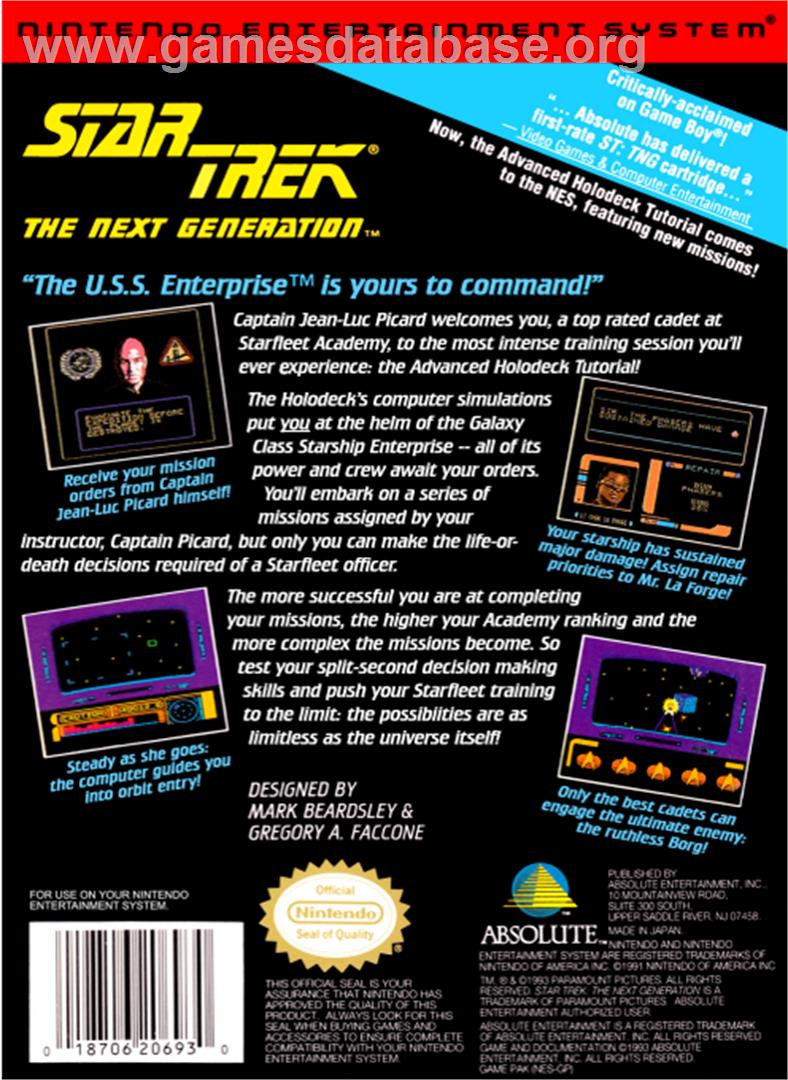 Star Trek The Next Generation - Nintendo NES - Artwork - Box Back