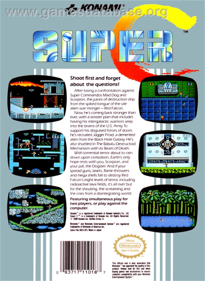 Super C - Nintendo NES - Artwork - Box Back