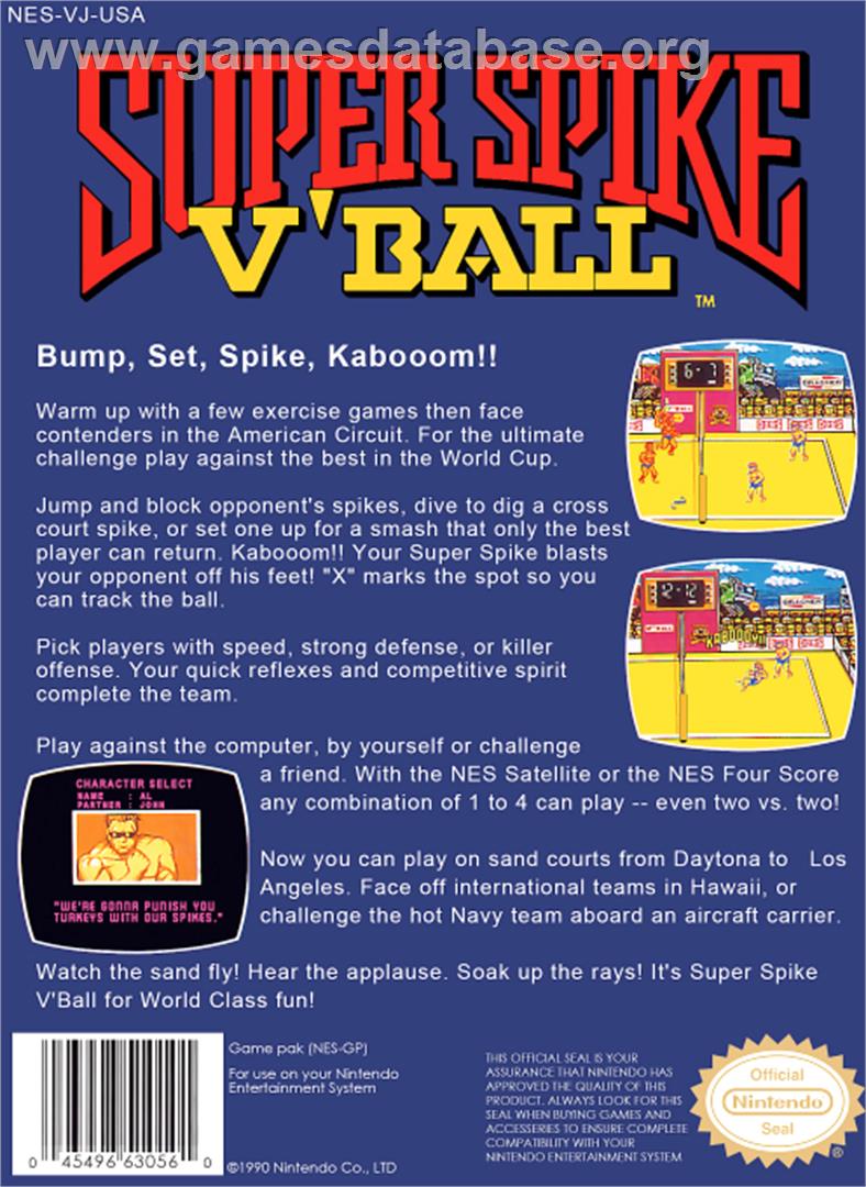 Super Spike V'Ball - Nintendo NES - Artwork - Box Back