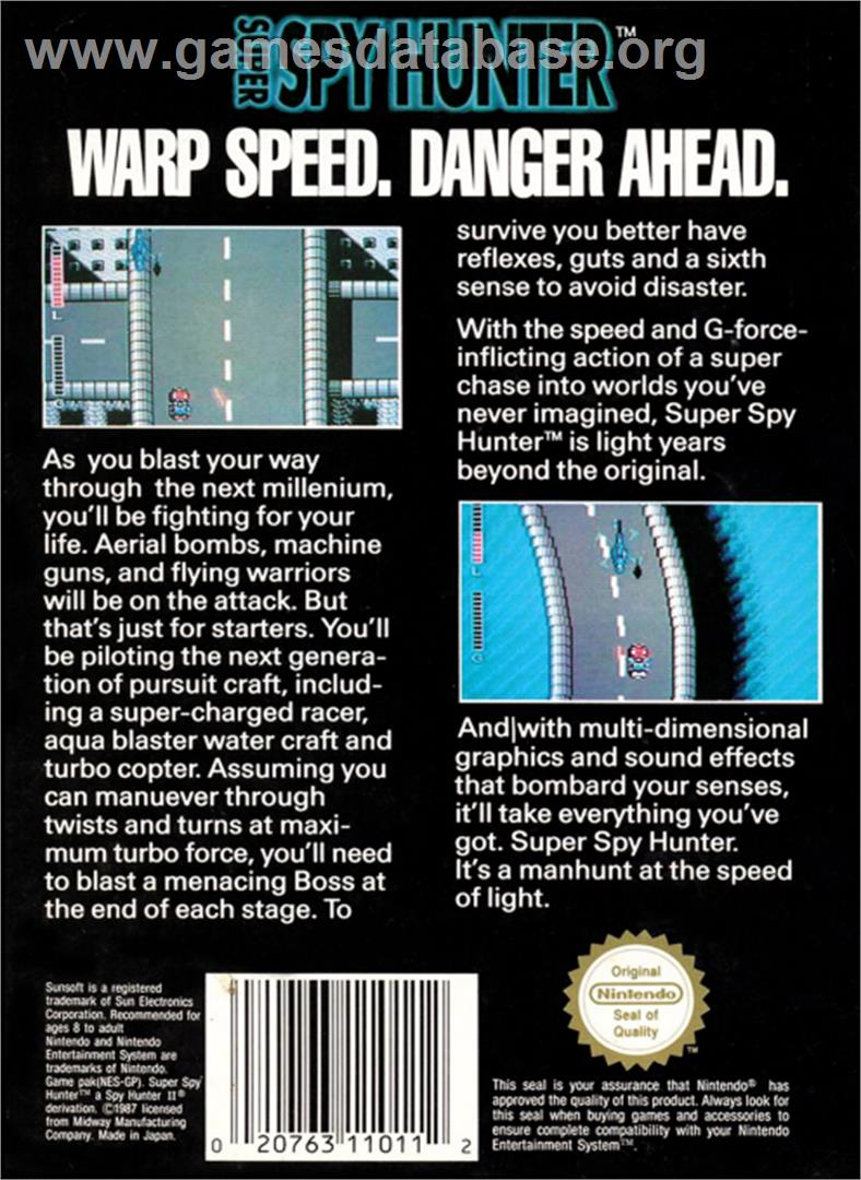 Super Spy Hunter - Nintendo NES - Artwork - Box Back