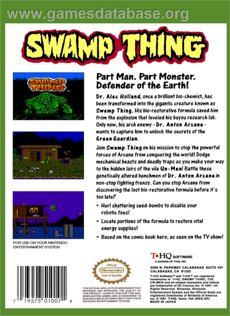 Swamp Thing - Nintendo NES - Artwork - Box Back