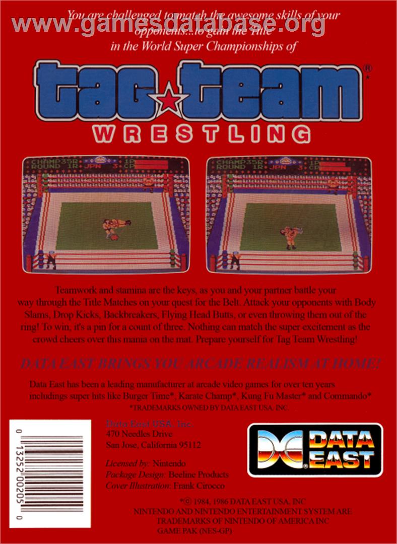 Tag Team Wrestling - Nintendo NES - Artwork - Box Back