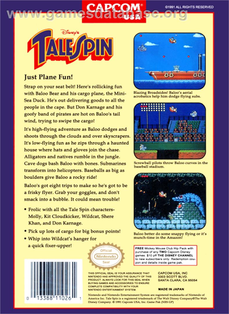 TaleSpin - Nintendo NES - Artwork - Box Back